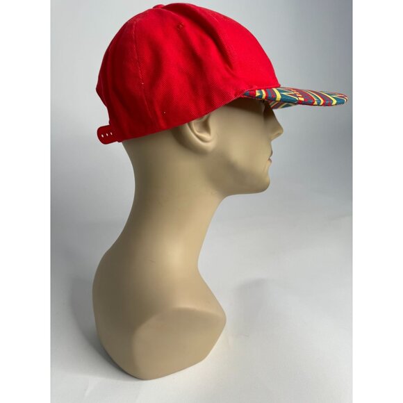 Sky Ranch Red Snapback Hat With Colorful Patterned Brim Adjustable Fit - Picture 6 of 16